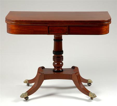 Lot image - Regency Mahogany Ebonized Inlaid Mahogany Games Table