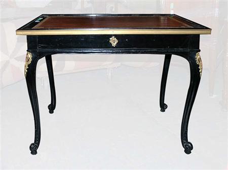 Lot image - Louis XV Gilt-Bronze Mounted Ebonized Bureau Plat