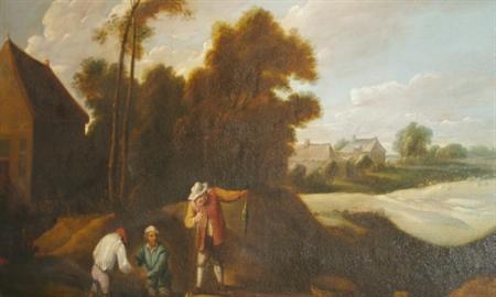 Lot image - Flemish School 17th Century Anglers Beside a Stream