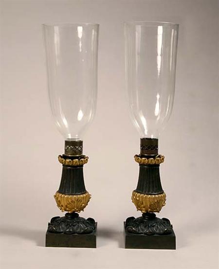 Lot image - Pair of Louis Philippe Gilt and Patinated-Bronze Candlesticks