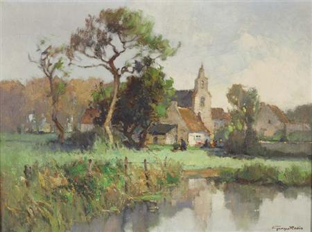 Lot image - Georges Charles Robin French, 20th Century Village de Fontenay sur le Loing, Seine-et-Marne