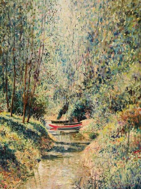 Lot image - Yetvarti Kaprielian French, b. 1959 Bord de la Marne a Gournauf en Brie