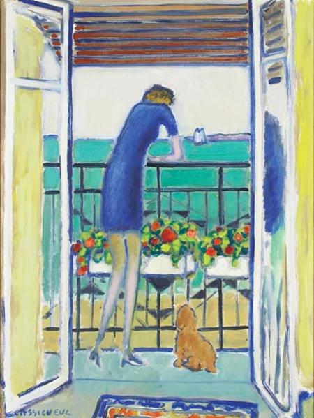 Lot image - Jean-Pierre Cassigneul French, b. 1935 Woman at a Balcony