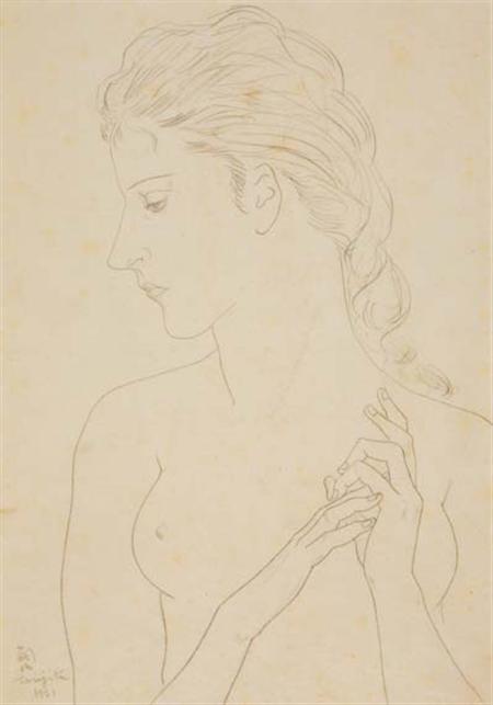 Lot image - Tsuguharu Foujita Japanese/French, 1886-1968 Female Nude, 1931