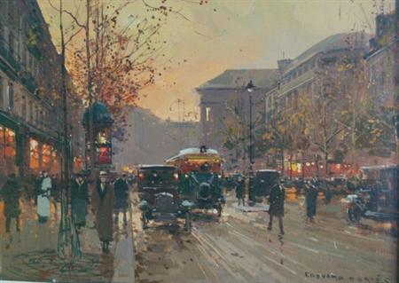 Lot image - Edouard Leon Cortes French, 1882-1969 Le Boulevard des Capucines, Looking toward La Madeleine