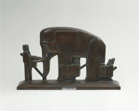 Lot image - Liu Zhengde Chinese, b. 1931 Blind Men Study the Elephant