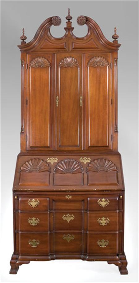Lot image - Chippendale Style Mahogany Secretary Bookcase