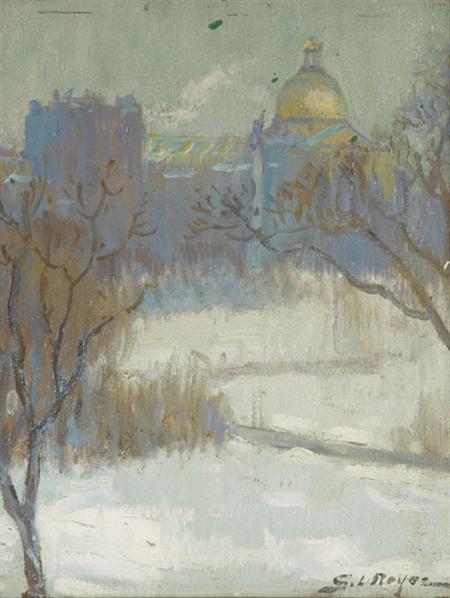 Lot image - George Loftus Noyes 1864-1954 Boston Commons in Winter