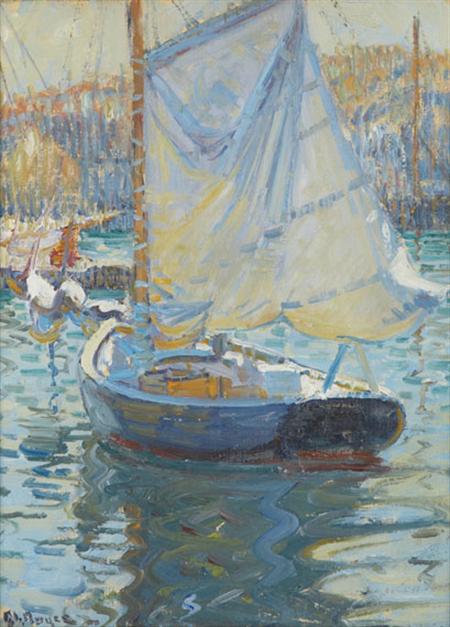 Lot image - George Loftus Noyes 1864-1954 Sailboat in Swampscott Harbor