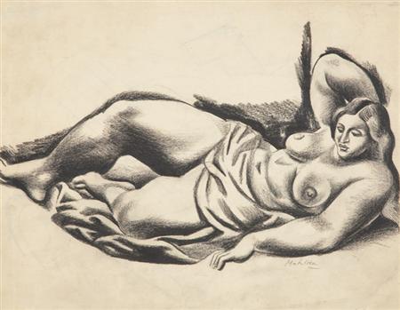 Lot image - Jan Matulka 1890-1972 Reclining Nude