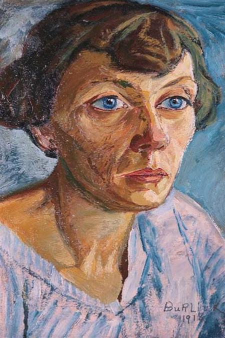 Lot image - David Burliuk Russian/American, 1882-1967 Portrait of Pavla Kuzminichna Guryanova, 1918