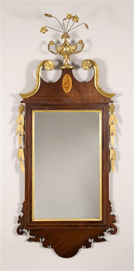 Lot image - Federal Style Inlaid Mahogany and Parcel Gilt Mirror