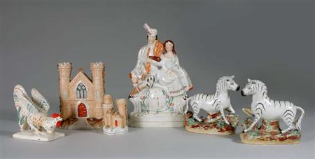 Lot image - Group of Seven Staffordshire Pottery Articles