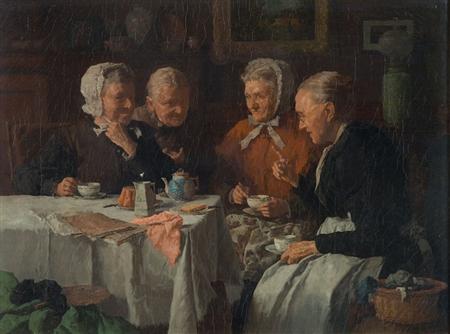 Lot image - Louis Henry Charles Moeller 1855-1930 Tea Time Gossip