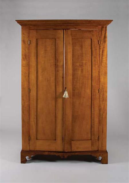 Lot image - Chippendale Style Figured Maple Linen Cupboard
