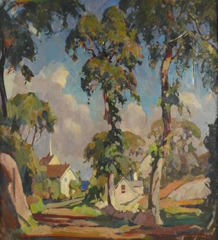 Lot image - William Lester Stevens 1888-1969 Sunlit New England Landscape