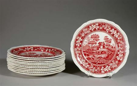Lot image - Set of Twelve Copeland Spode Transfer Decorated Luncheon Plates