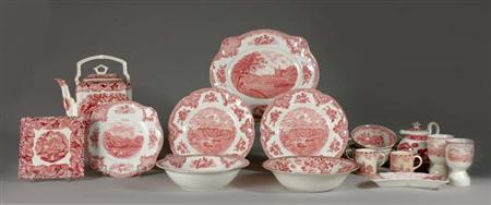 Lot image - Assembled English Transfer Printed Pottery Table Service