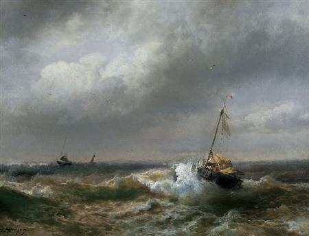 Lot image - Hermann Ottomar Herzog 1832-1932 Seascape