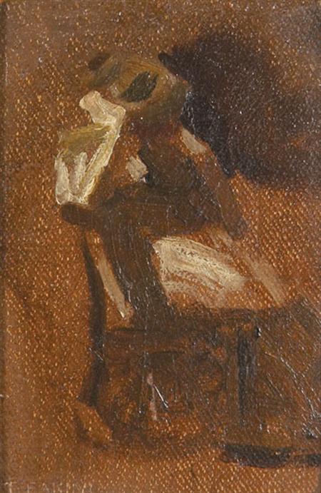 Lot image - Thomas Cowperthwaite Eakins 1844-1916 Seated Figure Sketch