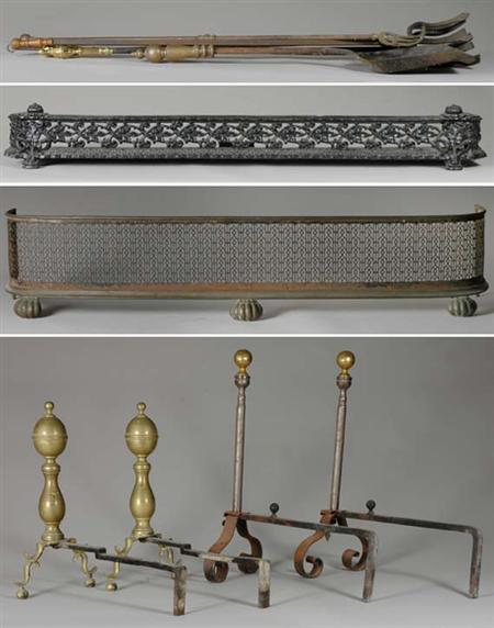 Lot image - Group of Brass and Iron Fireplace Equipment