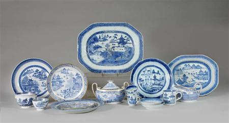 Lot image - Group of Canton Blue and White and Other Chinese Export Porcelain