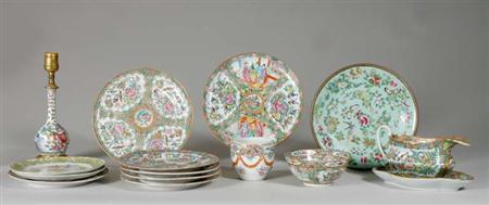 Lot image - Group of Canton Rose Medallion Porcelain Articles