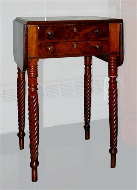 Lot image - Late Federal Mahogany Drop-Leaf Work Table