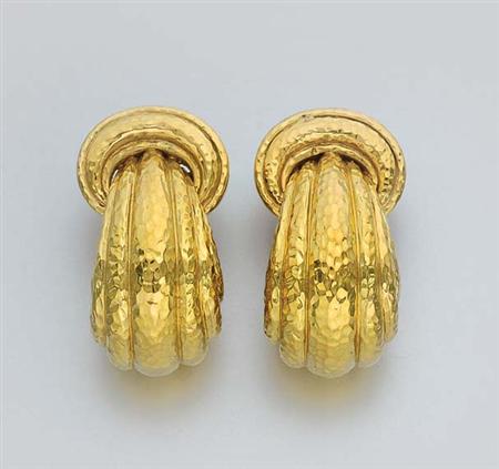 Lot image - Pair of Gold Door Knocker Earclips