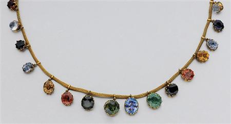 Lot image - Antique Gold and Gem-Set Necklace