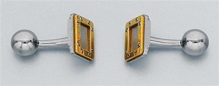Lot image - Pair of Steel and Gold Cufflinks