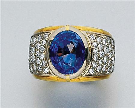Lot image - Gold, Sapphire and Diamond Ring