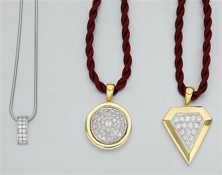 Lot image - Three Diamond Pendants