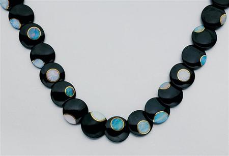 Lot image - Black Onyx and Opal Necklace