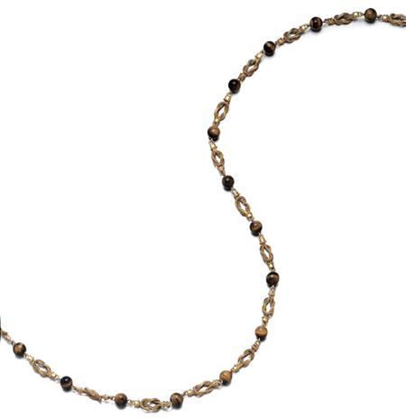 Lot image - Gold and Tigers Eye Bead Necklace