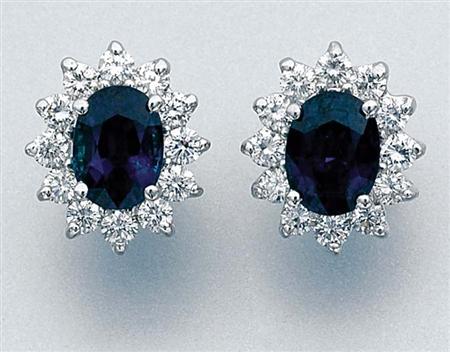 Lot image - Pair of Sapphire and Diamond Earrings