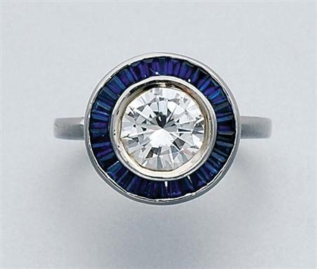 Lot image - Diamond and Sapphire Ring