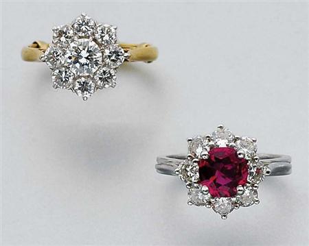 Lot image - Diamond Ring and Ruby and Diamond Ring