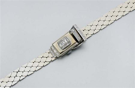 Lot image - White Gold and Diamond Bracelet-Watch