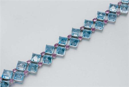 Lot image - Blue Topaz and Pink Sapphire Bracelet