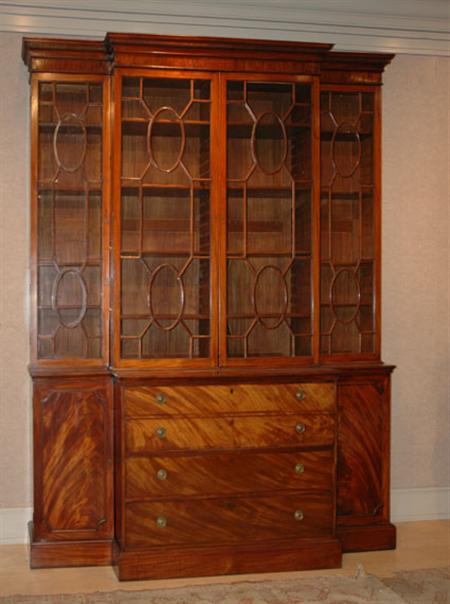 Lot image - George III Mahogany Breakfront Bookcase