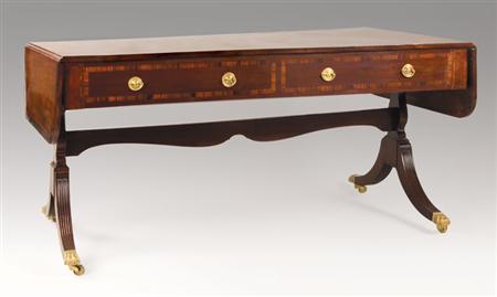Lot image - Late George III Inlaid Mahogany Sofa Table