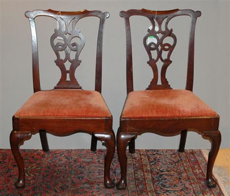 Lot image - Pair of George III Mahogany Side Chairs