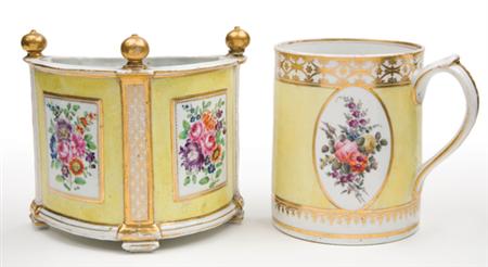 Lot image - Chamberlains Worcester Porcelain Mug; Together with an English Porcelain Bough Pot