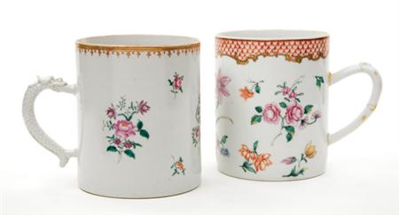 Lot image - Two Chinese Export Porcelain Mugs