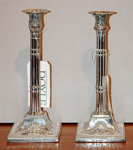Lot image - Pair of George III Silver Candlesticks