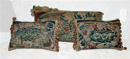 Lot image - Group of Three Aubusson Tapestry Pillows