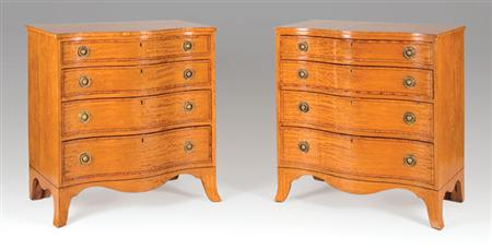 Lot image - Pair of George III Style Inlaid Satinwood Chest of Drawers
