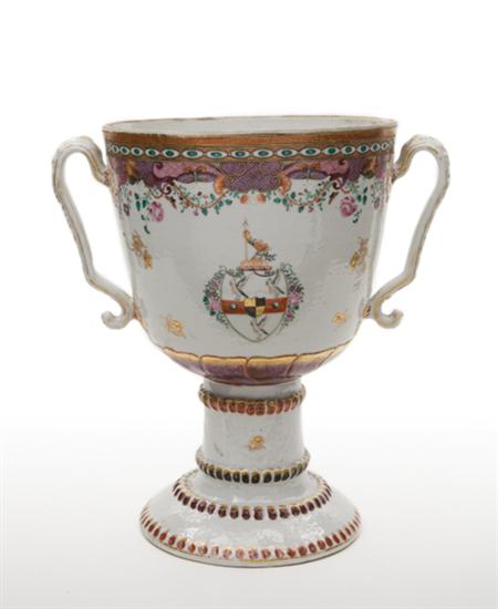 Lot image - Chinese Export Armorial Porcelain Loving Cup