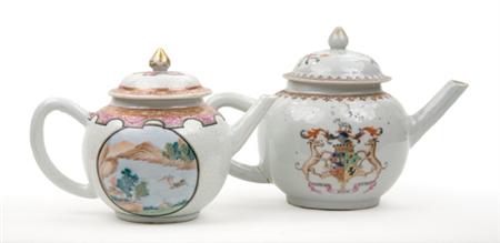 Lot image - Two Chinese Export Porcelain Teapots